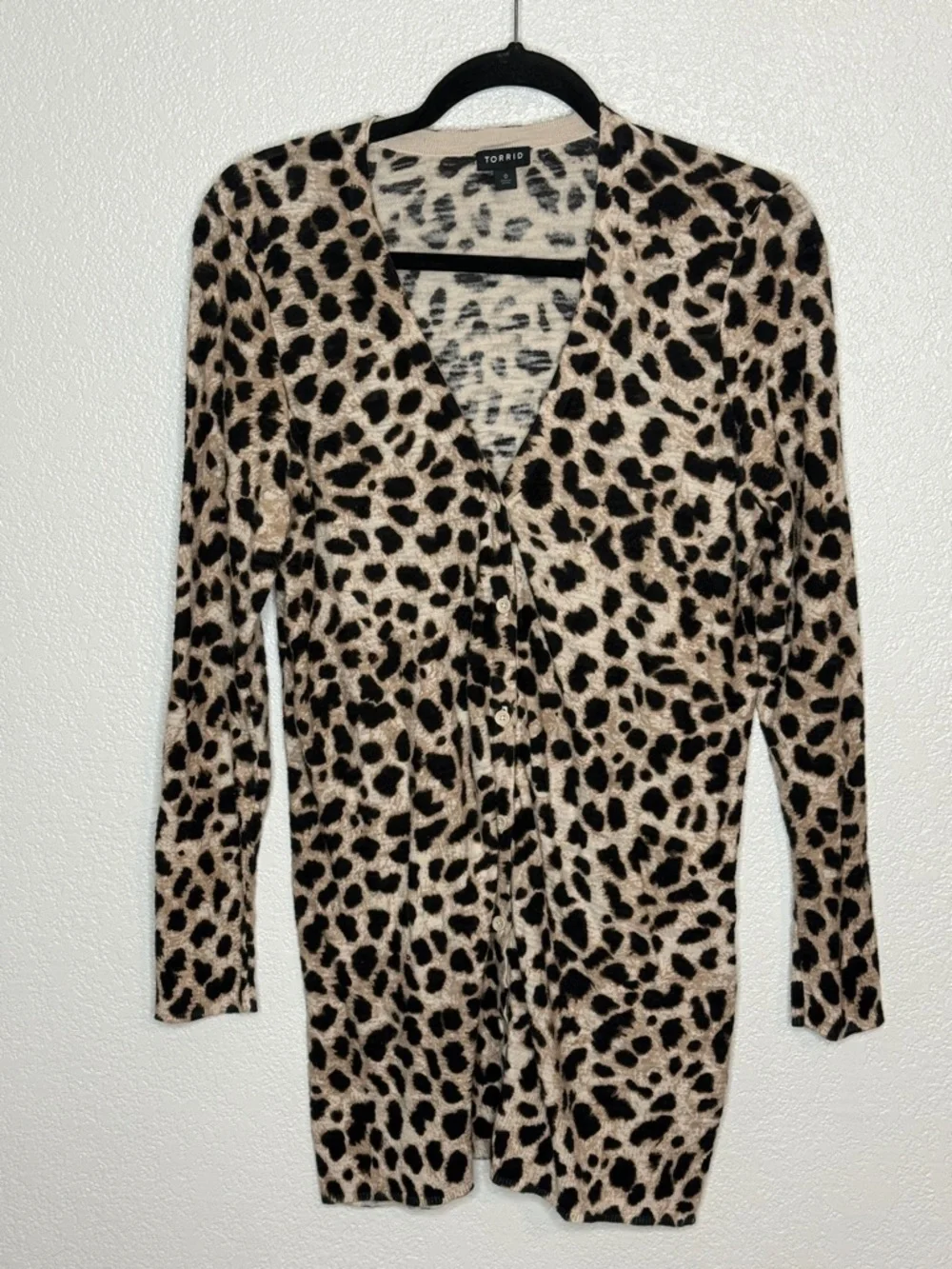 Torrid Neutral Leopard Print V Neck Cardigan Size 0X